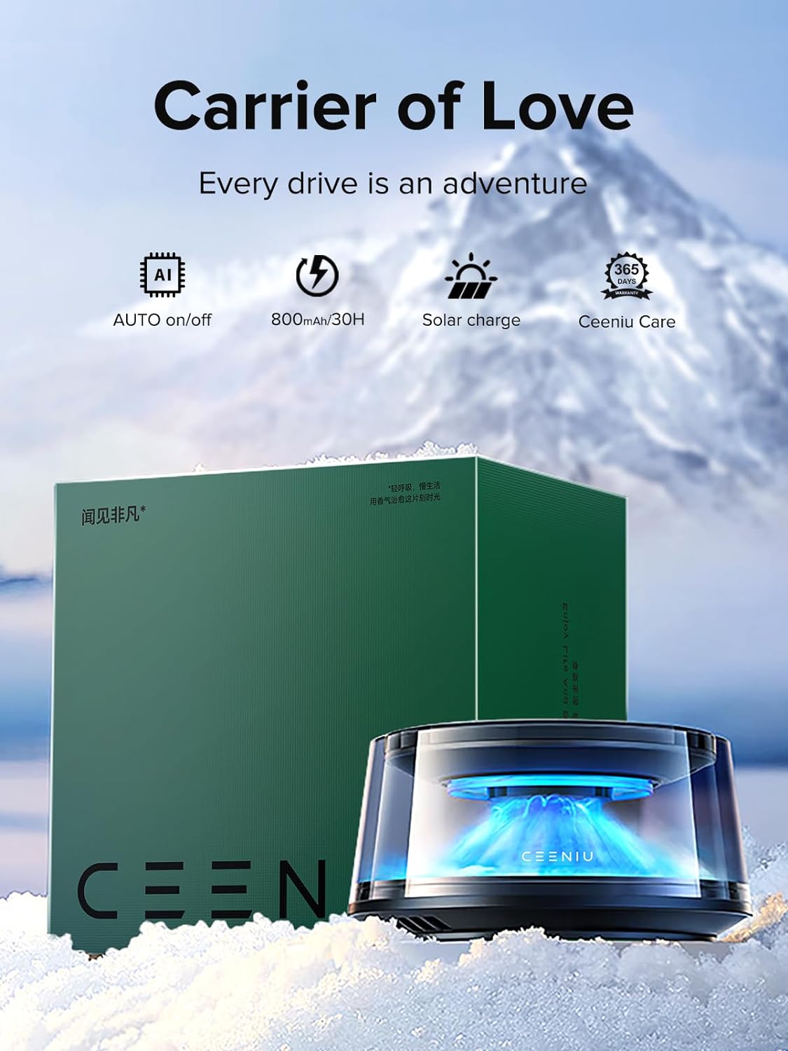 Ceeniu Solar Charge Car Air Fresheners, 2024 New Model (2 Cartridge Free)
